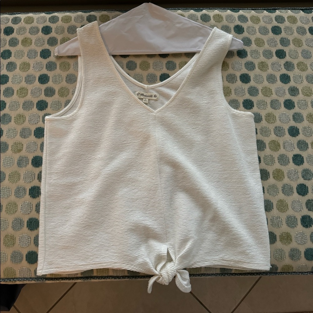 Madewell White Tie Knot Top